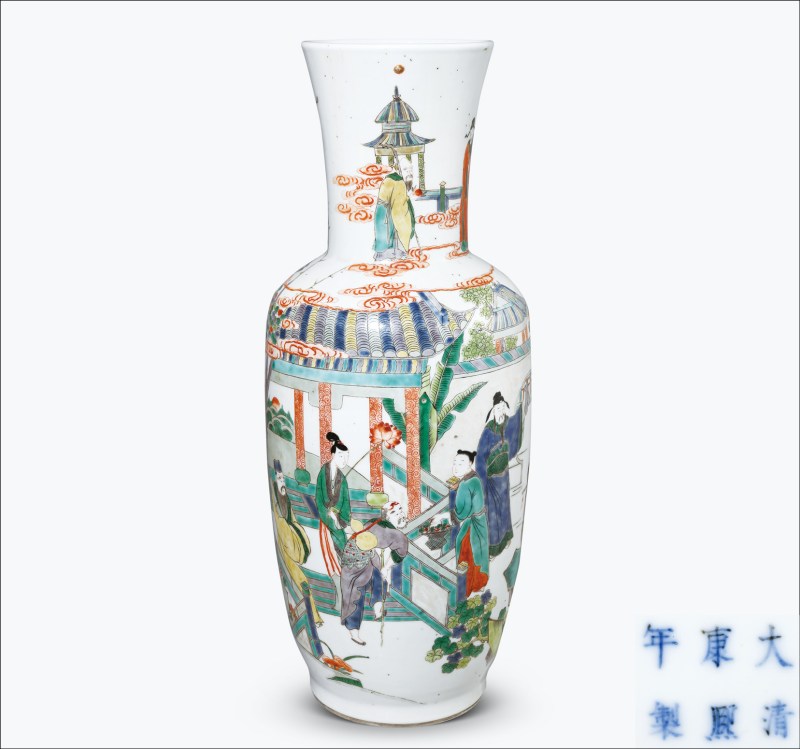 清晚期 五彩八仙庆寿图瓶 - 图1