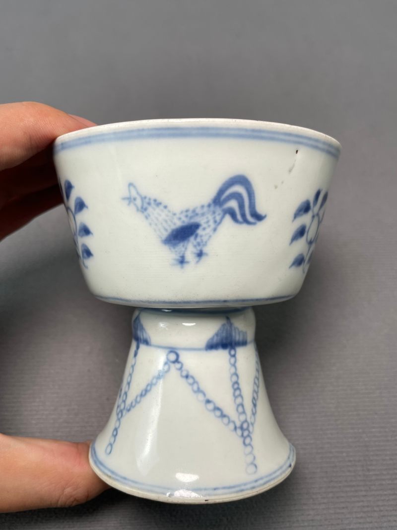 清雍正 青花大吉图高足杯 - 图7