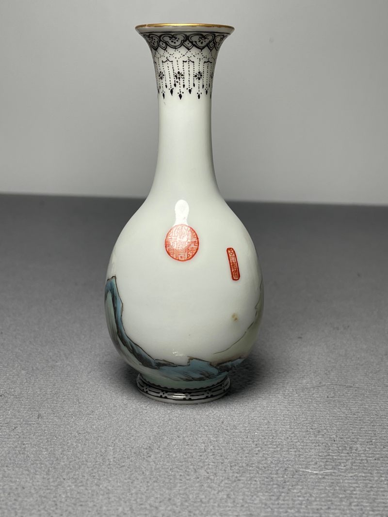 现代 粉彩竹林七贤图小瓶 - 图7