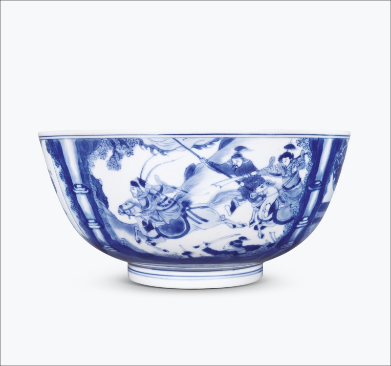 清康熙 青花西厢记人物故事图大碗