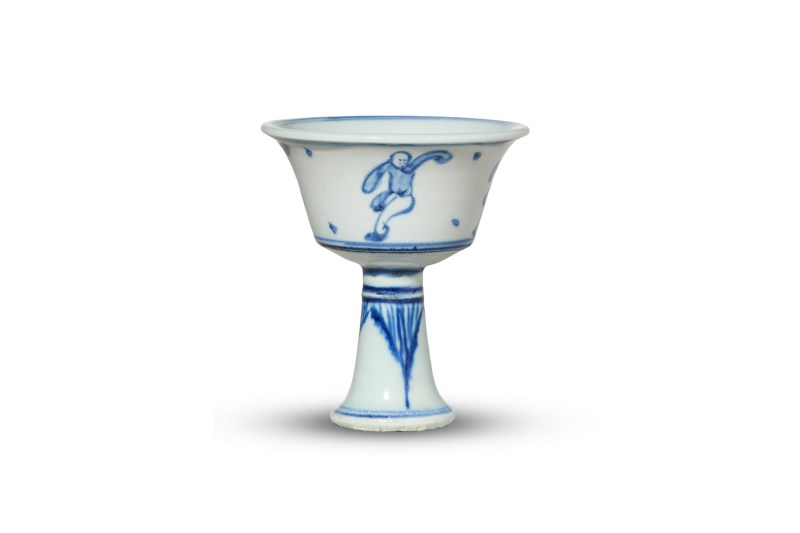 明天启 眀天启 青花婴戏图高足杯 - 图1