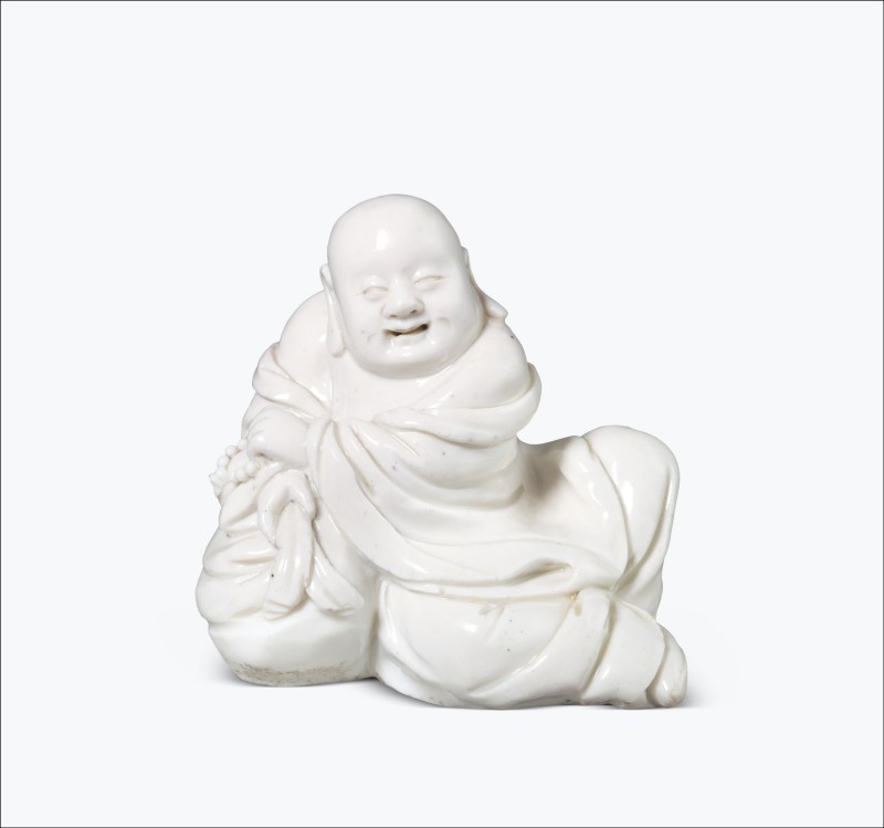 清早期 德化窑白釉布袋和尚像