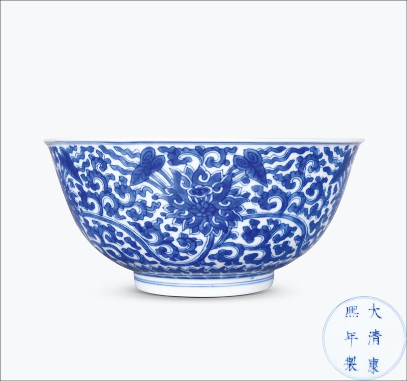 清康熙 青花缠枝莲纹大碗