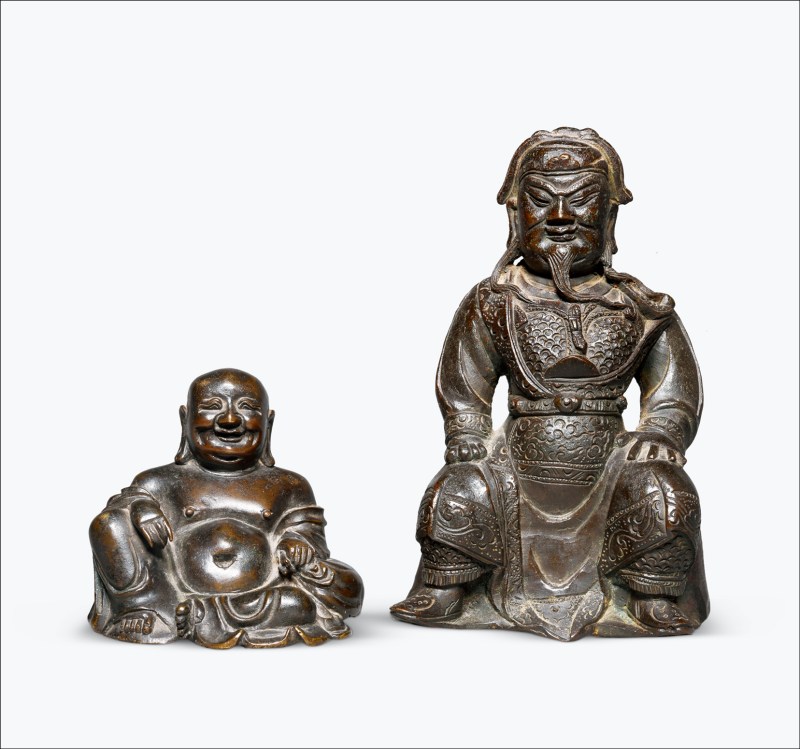 明 铜关公、弥勒像各一尊 - 图1