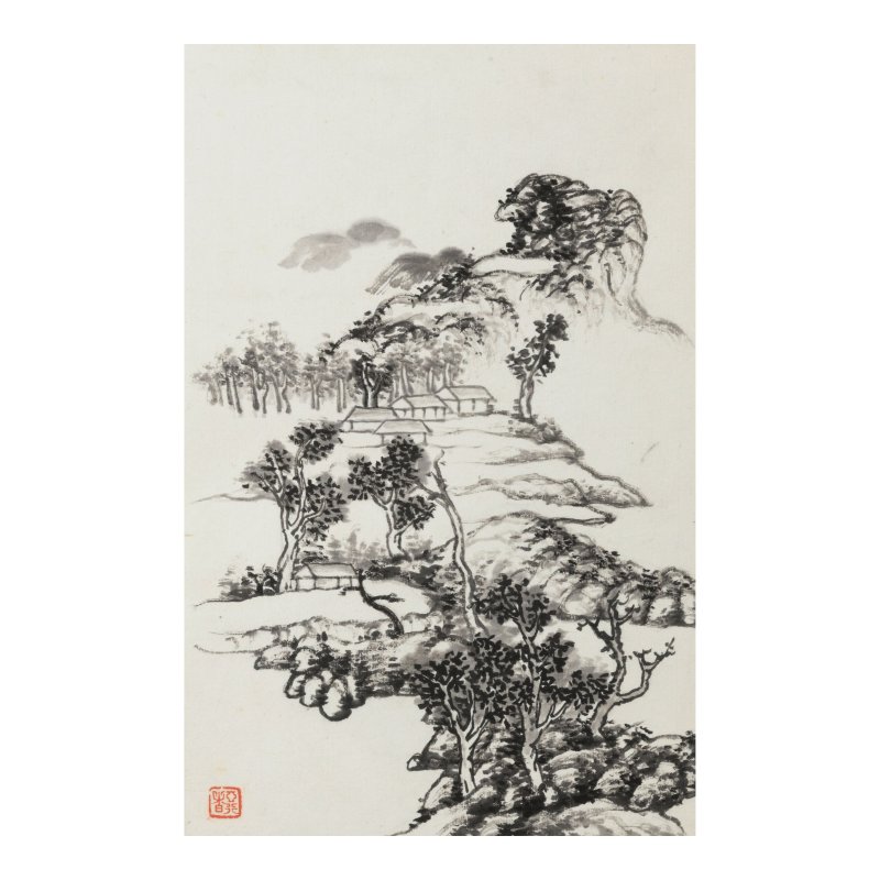 蔣彝（1903-1977）　臨八大山人十景　水墨紙本　冊頁十開 | CHIANG YEE (JIANG YI, 1903-1977) - 图1