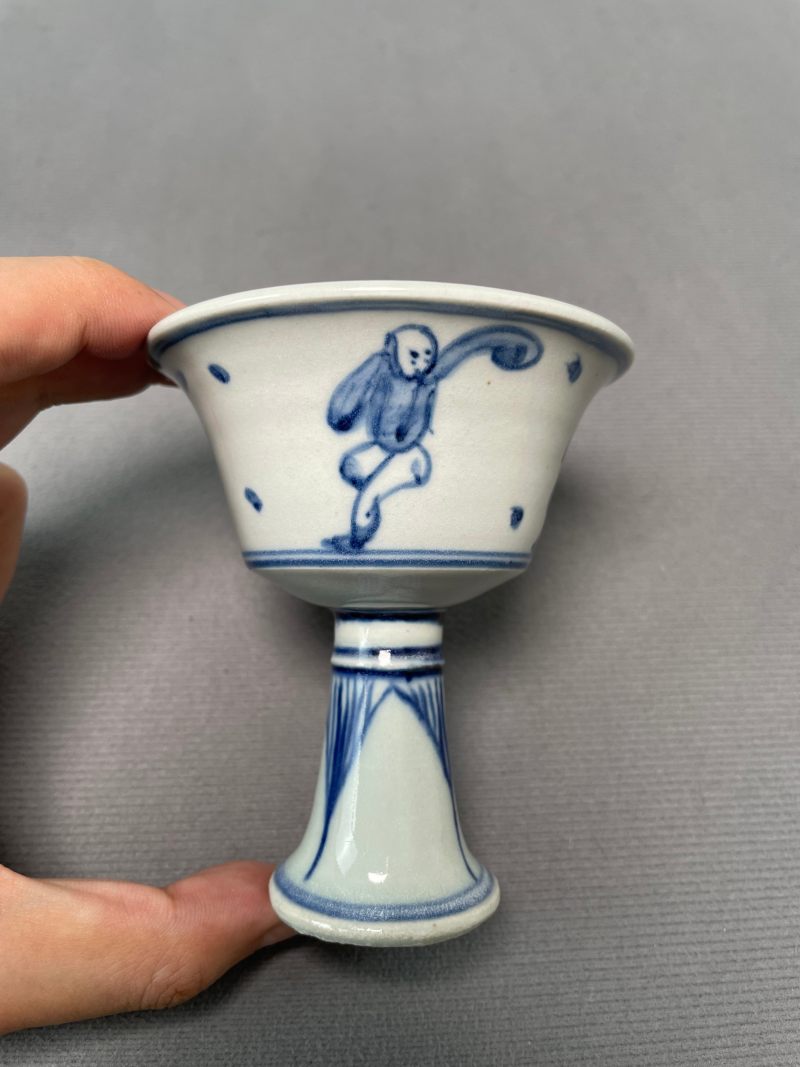 明天启 眀天启 青花婴戏图高足杯 - 图4