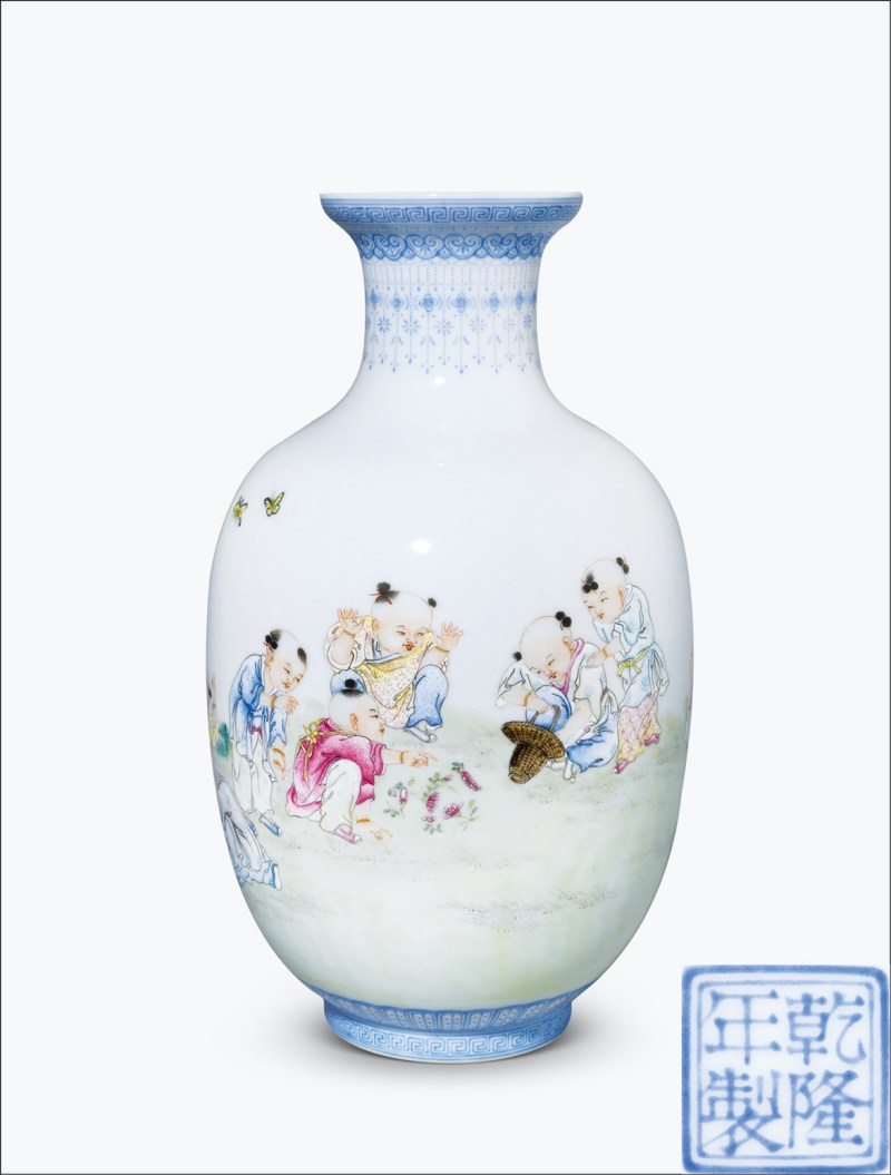 民国 粉彩婴戏图灯笼瓶 - 图1