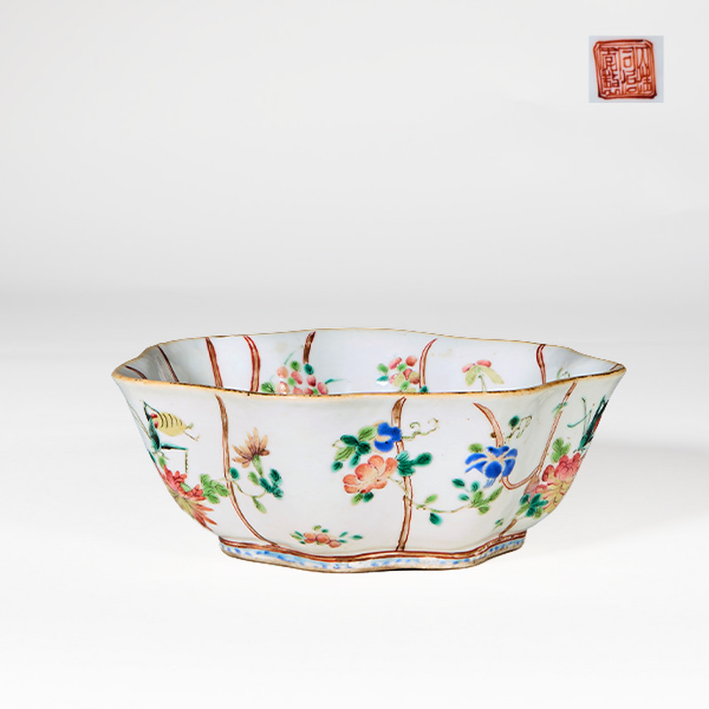 现代 粉彩花鸟纹供碗 - 图1