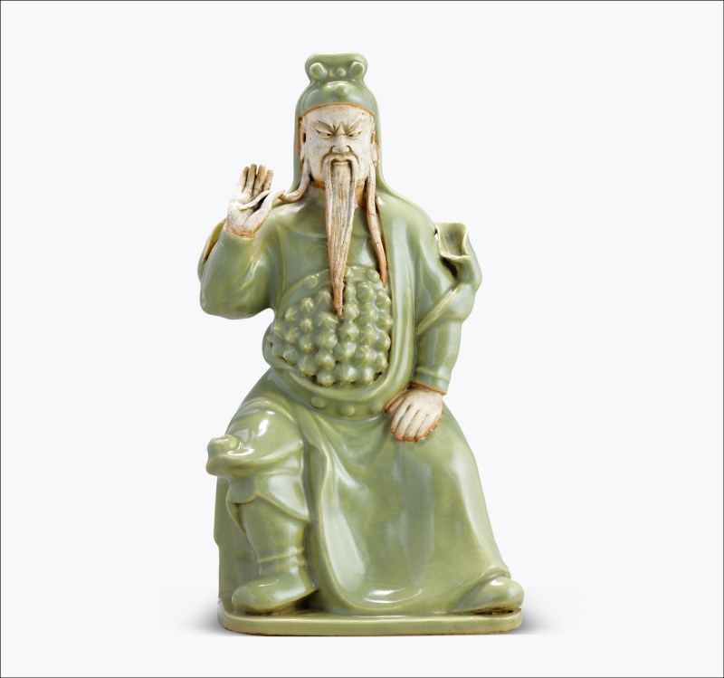 清乾隆 青釉关公像