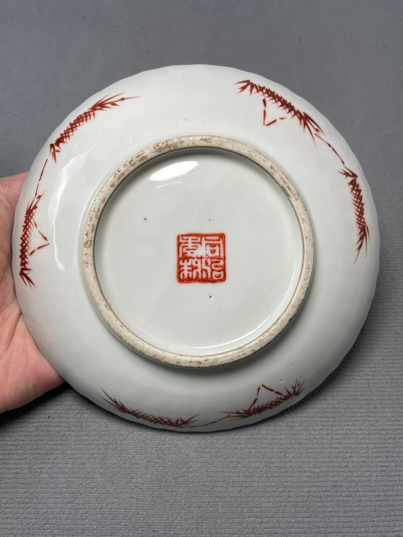 清同治 粉彩富贵白头图盘（一对） - 图16