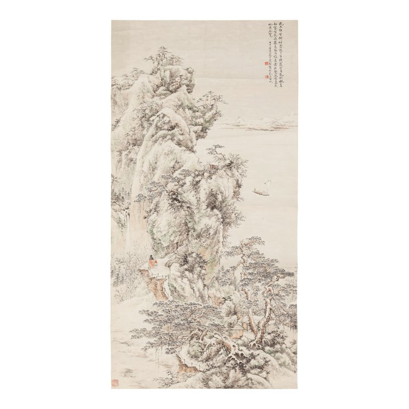 丁慶齡（1903-1996）　寒汀雪意　淺設色紙本　鏡心　一九四二年作 | DING QINGLING (1903-1996)