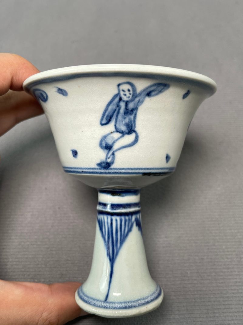 明天启 眀天启 青花婴戏图高足杯 - 图6