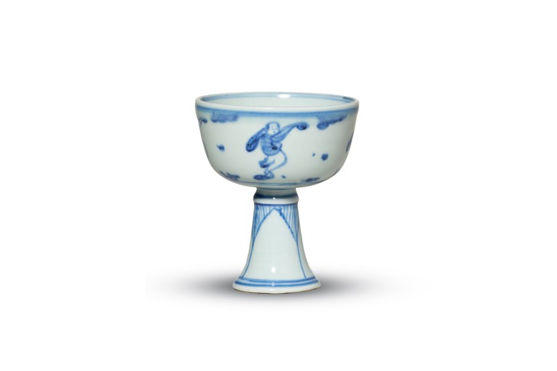 明天启 眀天启 青花婴戏图高足杯 - 图1