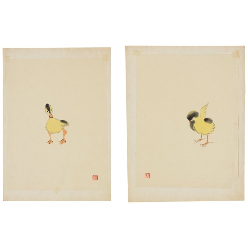蔣彝（1903-1977）　雛雞　設色紙本　軟片附於卡紙七幀 | CHIANG YEE (JIANG YI, 1903-1977) - 图1