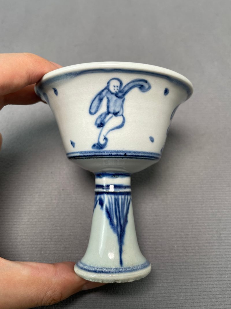 明天启 眀天启 青花婴戏图高足杯 - 图8