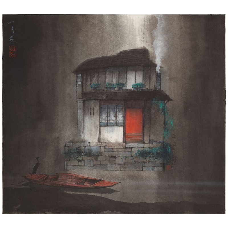 楊明義（1943年生）　為王己千作夢回水鄉　設色紙本　托裱 | YANG MINGYI (BORN 1943) - 图1