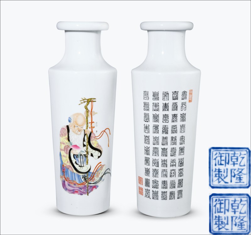 民国 粉彩百寿图瓶一对