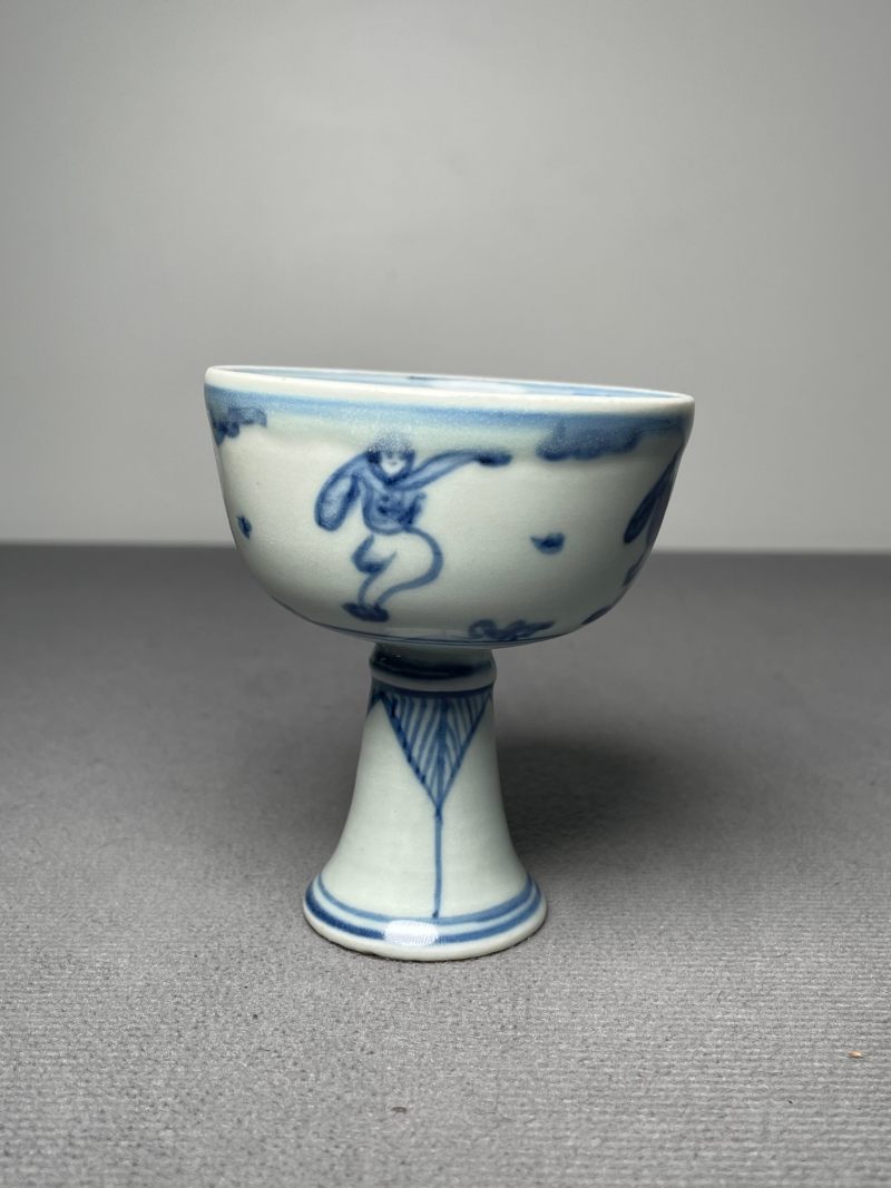 明天启 眀天启 青花婴戏图高足杯 - 图4