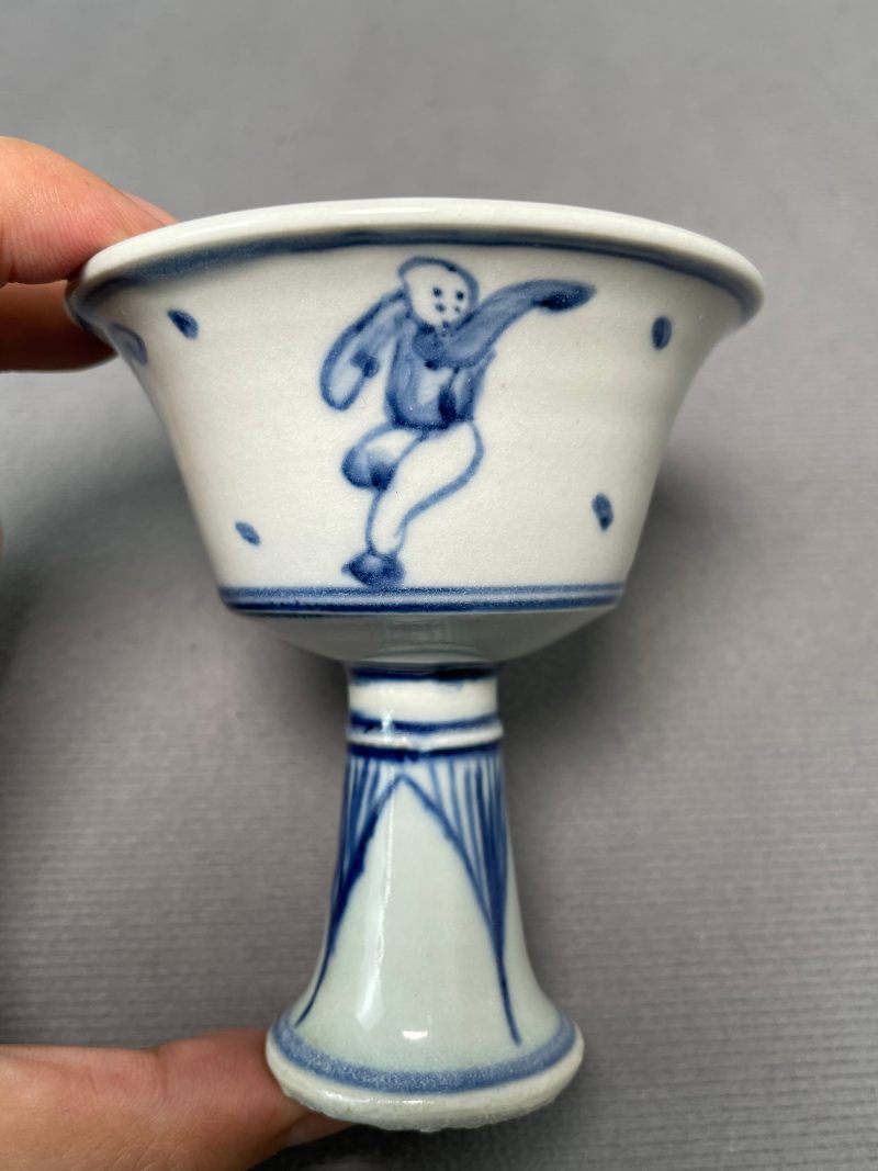 明天启 眀天启 青花婴戏图高足杯 - 图10