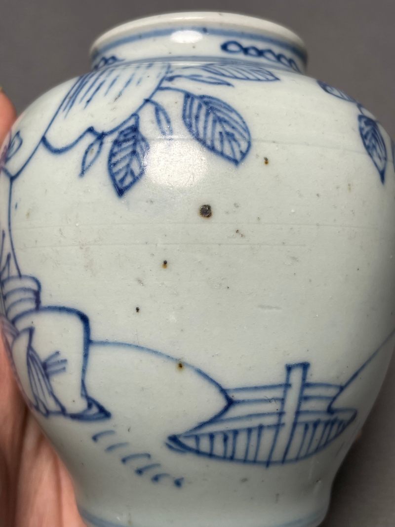 明万历 青花铁线描高士图小罐 - 图19