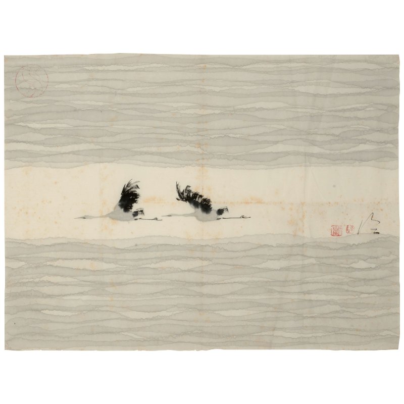 陳家泠（生於1937年）　鶴舞　水墨紙本　鏡框 | CHEN JIALING (BORN 1937) - 图1