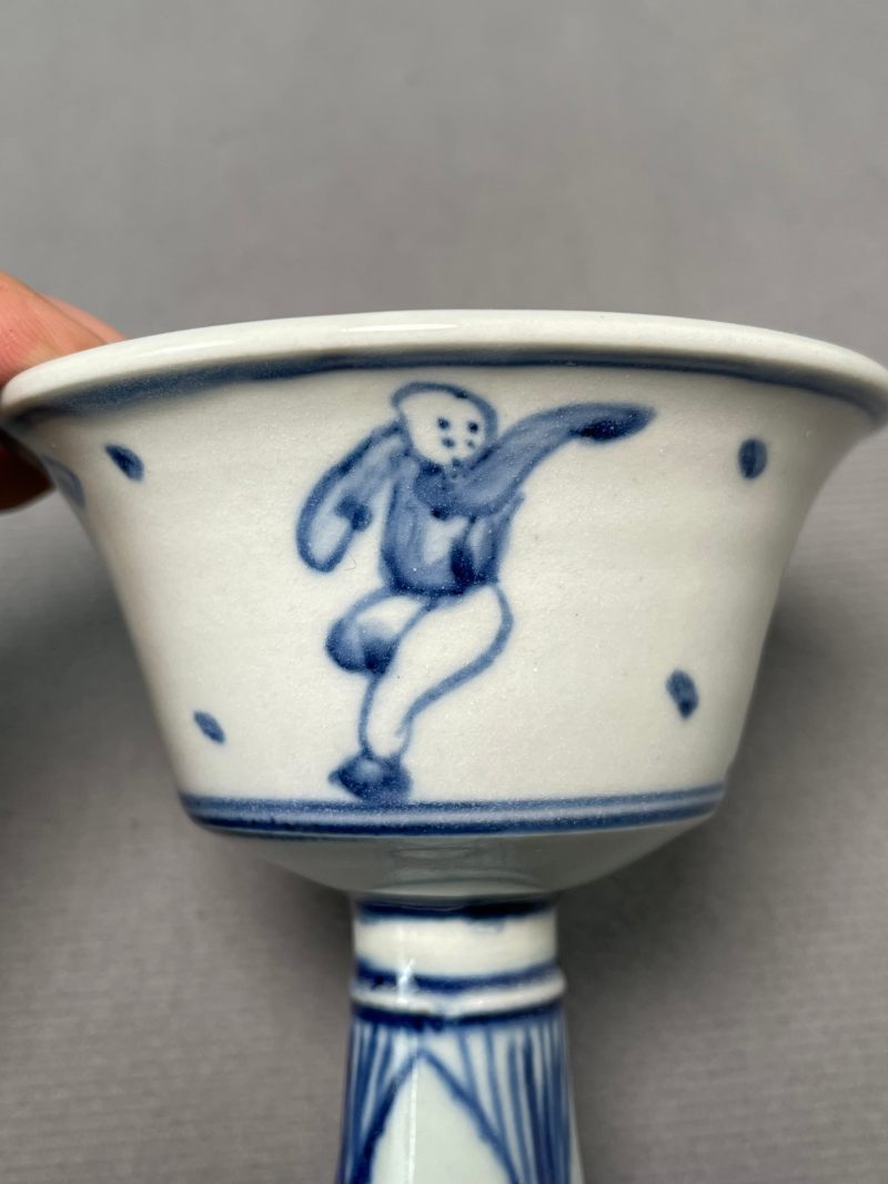 明天启 眀天启 青花婴戏图高足杯 - 图11