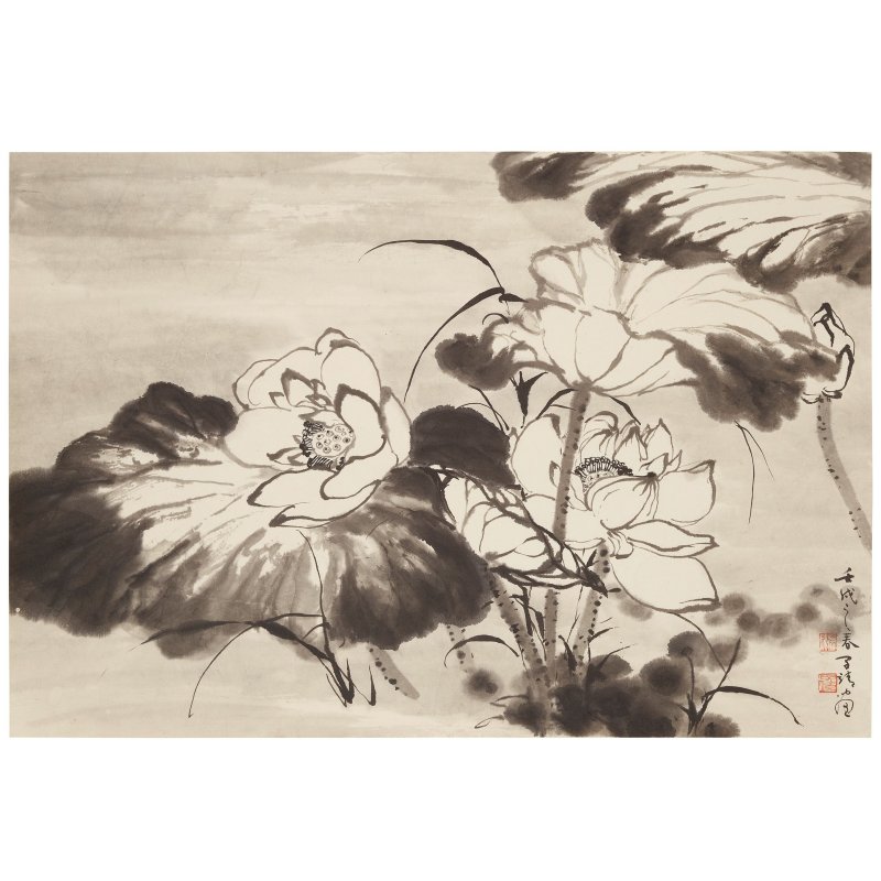 張守成（1918-2013）　蘭香禽語　設色紙本　扇麵　一九八二年作 | ZHANG SHOUCHENG (1918-2013) - 图2