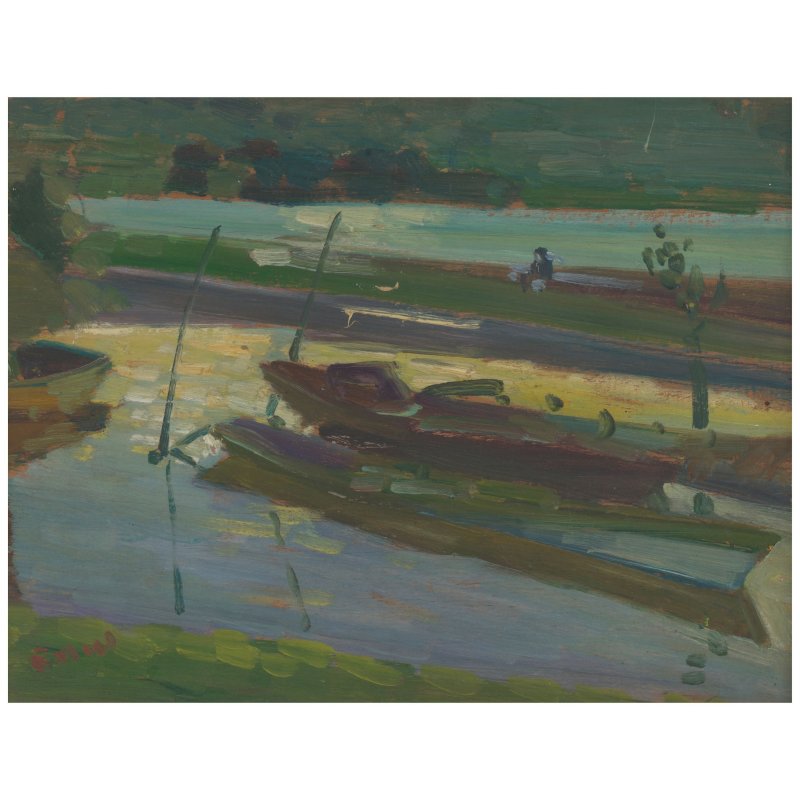 週廷旭（1903-1972）　水岸風景　油彩闆本　畫框 | CHIU TENG-HIOK (ZHOU TINGXU, 1903-1972) - 图3
