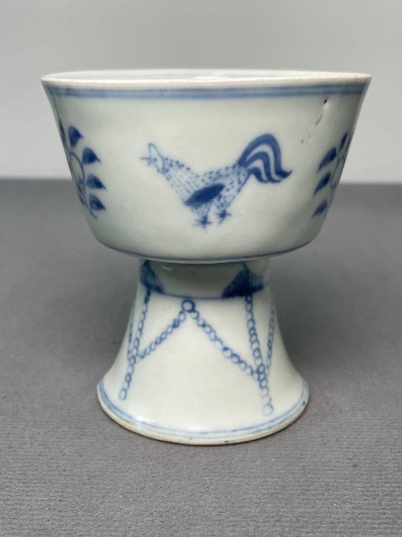 清雍正 青花大吉图高足杯 - 图3