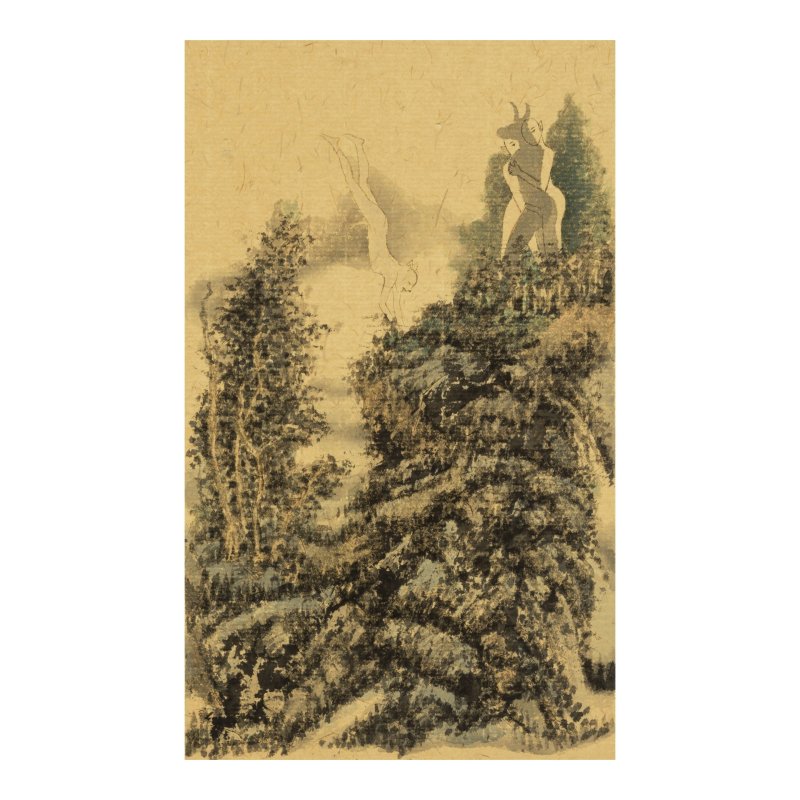 柴一茗（生於1965年）　山水間的神話人物　淺設色紙本　冊頁九開十六頁　一九八六年作 | CHAI YIMING (BORN 1965) - 图11