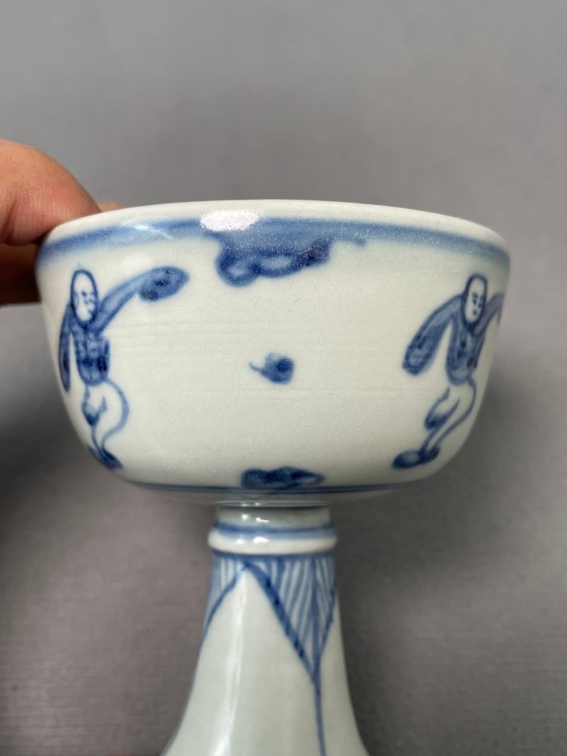 明天启 眀天启 青花婴戏图高足杯 - 图8