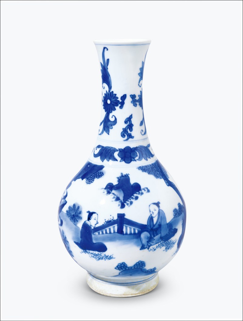 明崇祯 青花高士图瓶
