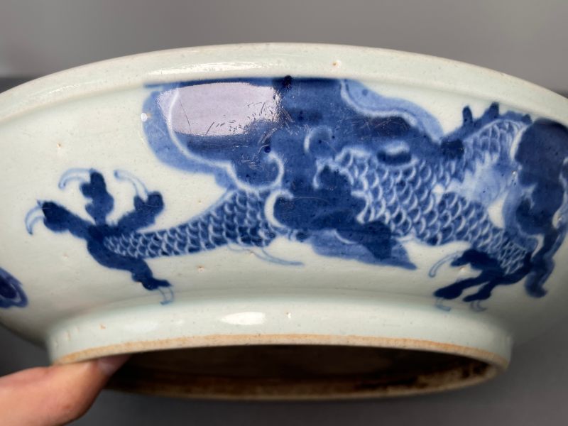 清雍正 青花过墙龙纹盘 - 图14