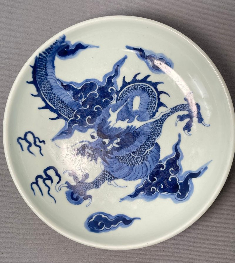 清雍正 青花过墙龙纹盘 - 图3