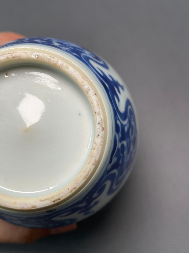 清康熙 青花花卉纹小罐（带木座） - 图15