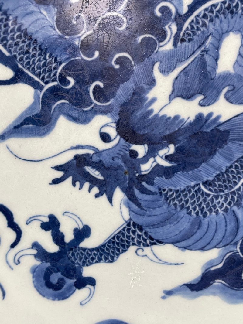 清雍正 青花过墙龙纹盘 - 图4