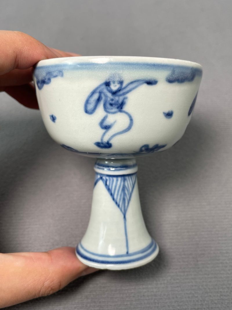 明天启 眀天启 青花婴戏图高足杯 - 图11