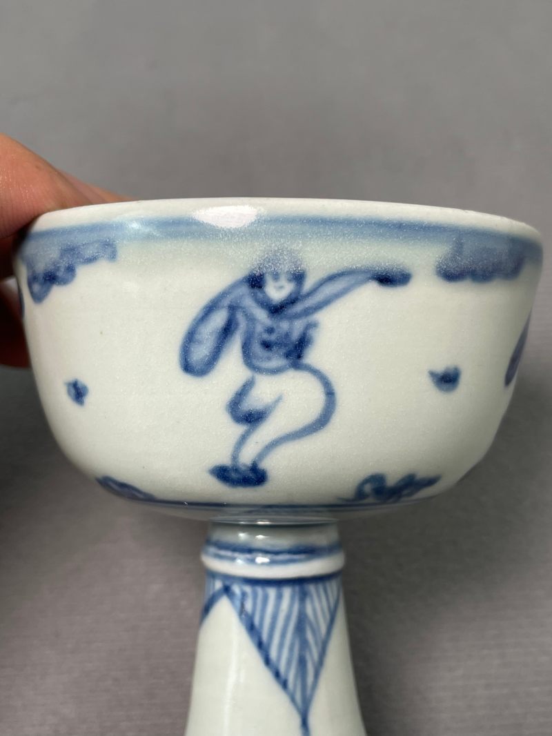 明天启 眀天启 青花婴戏图高足杯 - 图12