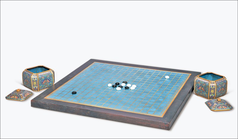 现代 掐丝珐琅围棋一套
