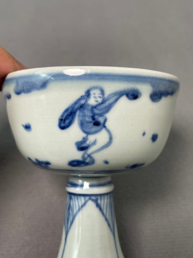 明天启 眀天启 青花婴戏图高足杯 - 图14