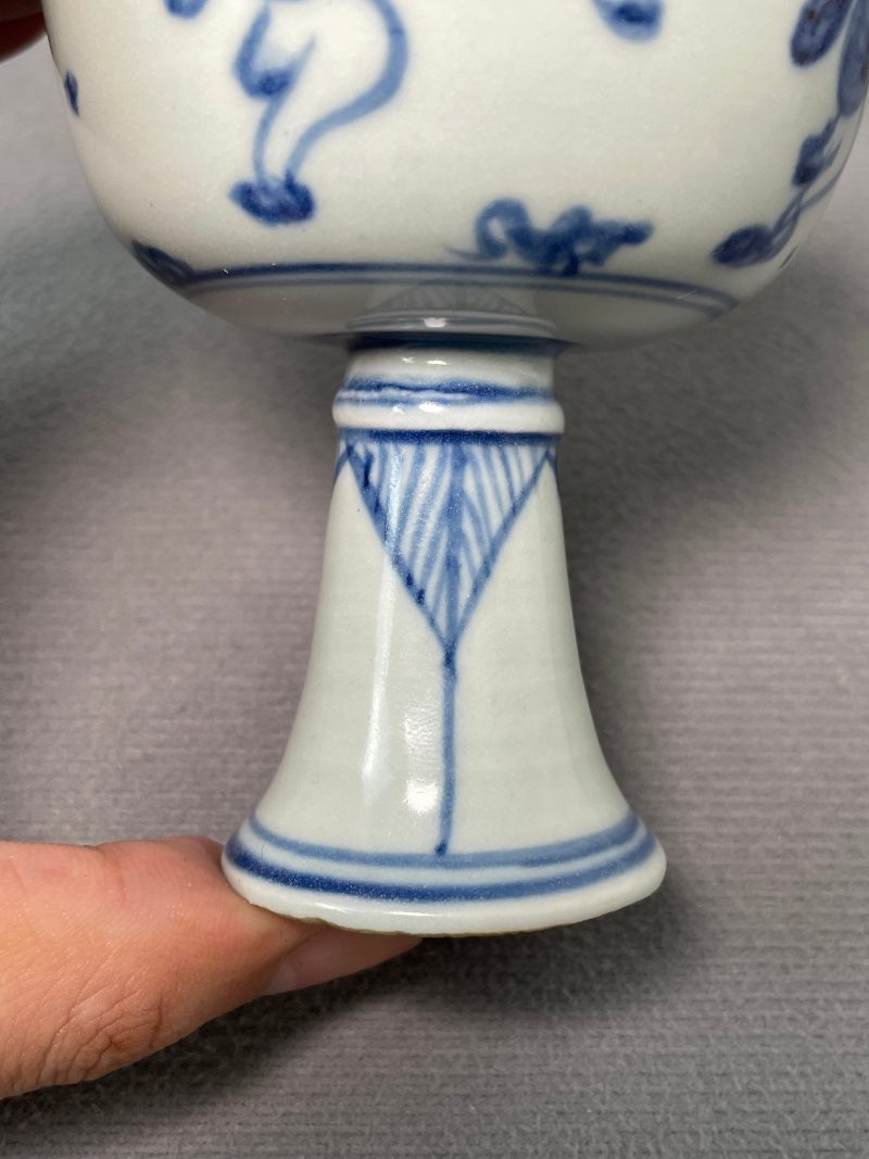 明天启 眀天启 青花婴戏图高足杯 - 图15