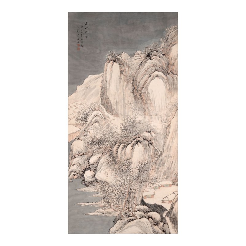 吳熙曾（吳鏡汀，1904-1972）　溪山寒雪　淺設色紙本　立軸　一九二九年作 | WU XIZENG (WU JINGDING, 1904-1972) - 图1