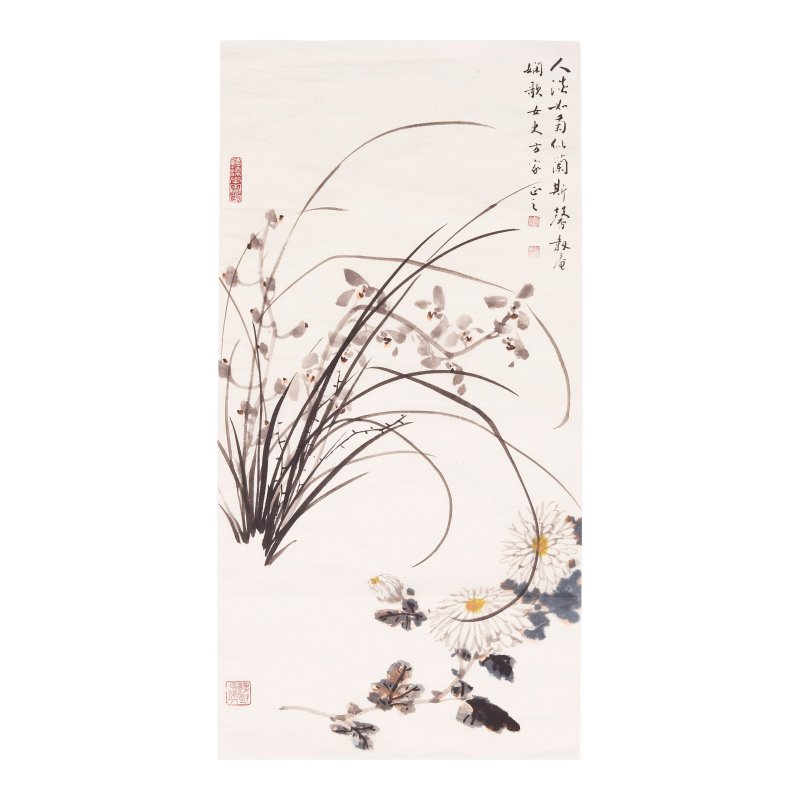龐書田（生於1949年）　為王嫻歌行書《送王十八歸山寄題仙遊寺》詩句　水墨紙本　軟片　一九八五年作 | PANG SHUTIAN (BORN 1949); FAN REN'AN (1916-2022); MA SINGFOON (MA CHENGKUAN, BORN 1940) - 图1