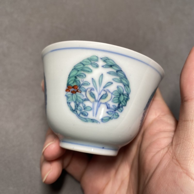 清康熙 仿成窑斗彩花鸟纹杯 - 图5