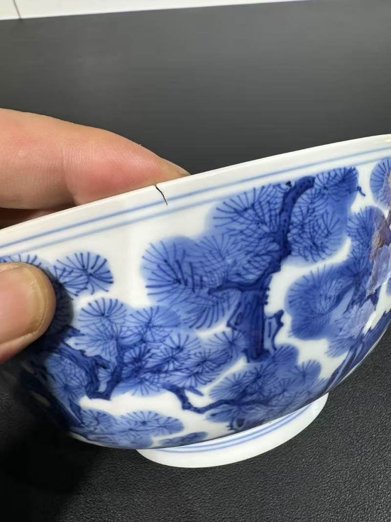 清康熙 青花春山聚贤图敦式碗 - 图10