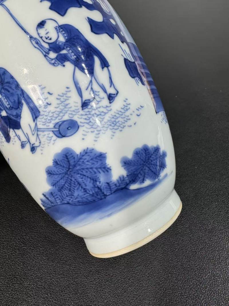 明崇祯 青花婴戏纹莲子罐 - 图6