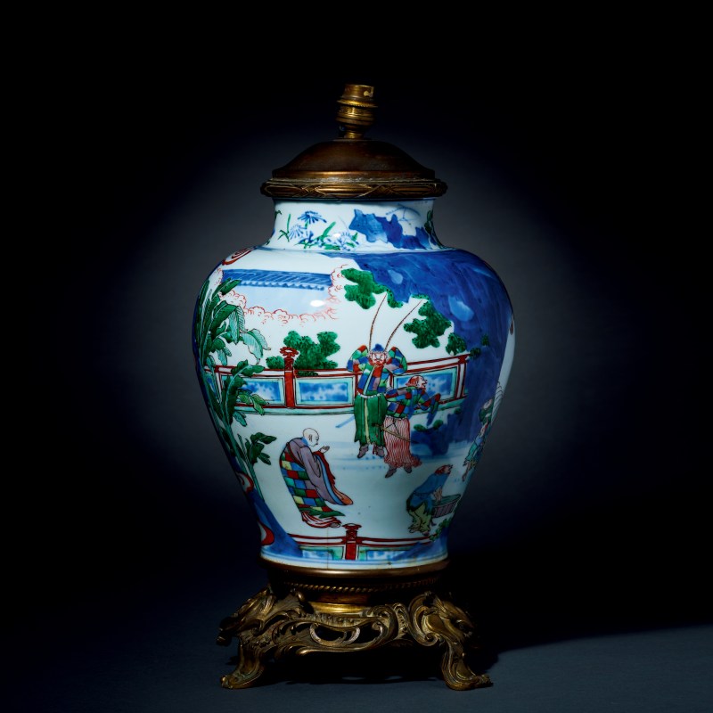 明末清初 青花五彩洗象图罐 - 图2