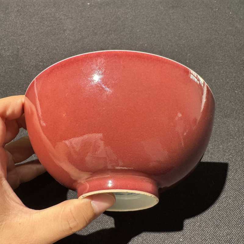清雍正 霁红釉碗一对 - 图12