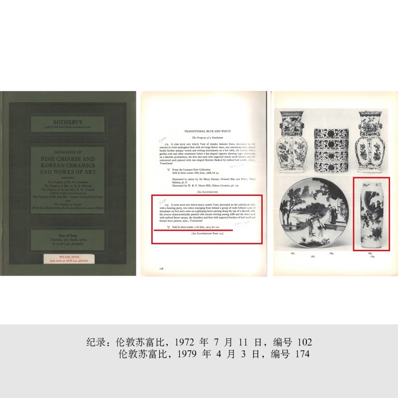 明崇祯 青花萧何月下追韩信图小筒瓶 - 图5