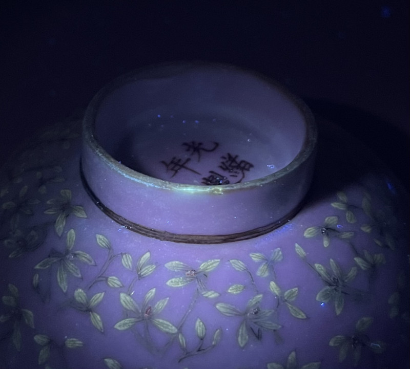 清光绪 粉彩花卉纹盖碗 - 图12